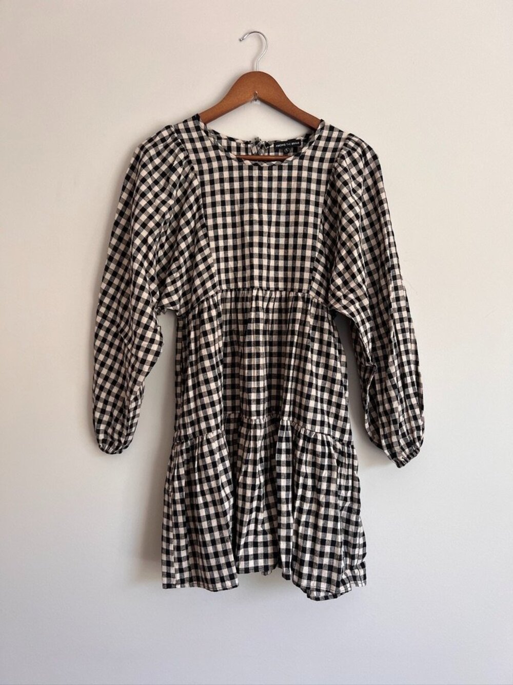 Among The Brave Gingham Cotton Puff Sleeve Mini Dress AU Size 8